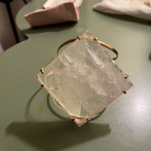 Gold and Clear Stone Cuff Bracelet